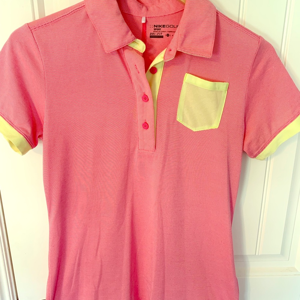 Nike Women’s Golf Polo, Medium, Pink/Yellow